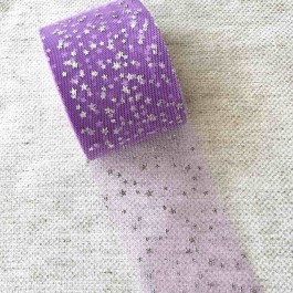 Фатин лавандовий в срібні зірочки