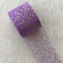 Фатин лавандовий в золоті зірочки