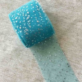 Фатин насичено блакитний в срібні зірочки