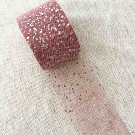 Фатин пильна роза в срібні зірочки