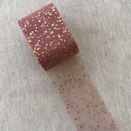 Фатин пильна роза в золоті зірочки