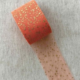 Фатин помаранчевий в золоті зірочки