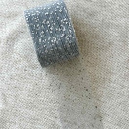 Фатин сірий в срібні зірочки