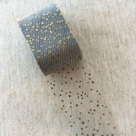 Фатин сірий в золоті зірочки