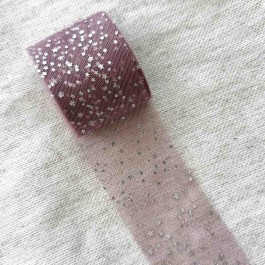 Фатин темна пудра в срібні зірочки