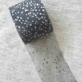 Фатин темно сірий в срібні зірочки