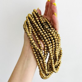 Кришталеві намистини 6х8мм (Рондель) золотого кольору