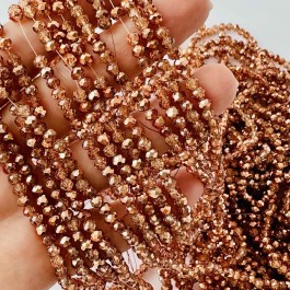 Кришталеві намистини 3,6х4,5мм (Рондель) червоно-золотого кольору