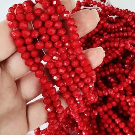 Кришталеві намистини 4,4х6мм (Рондель) червоного кольору