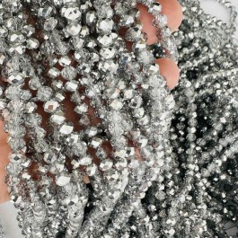 Кришталеві намистини 4,4х6мм (Рондель) срібного кольору