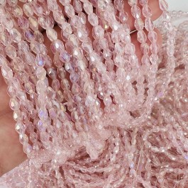 Кришталеві намистини 4х6мм (Капля) АВ ніжно-рожевого кольору