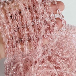 Кришталеві намистини 6х8мм (Капля) ніжно-рожевого кольору