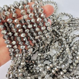 Кришталеві намистини 6х8мм (Рондель) срібного кольору