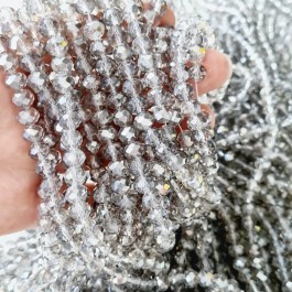 Кришталеві намистини 6х8мм (Рондель) світлого срібного кольору