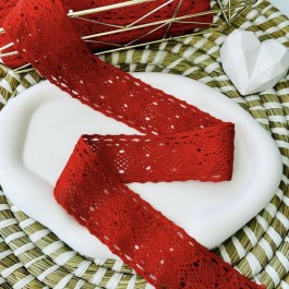 Мереживо бавовняне 4,5см червоного кольору