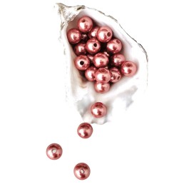 Намистини (перлини) 10мм темно пудрового кольору (25шт)