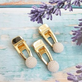 Крокодильчик з дрібними перлинами 6,5см золотого кольору