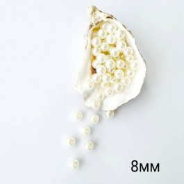Намистини (перлини) 8мм колір айворі (50шт)