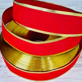 Стрічка бархатна новорічна 3,8см