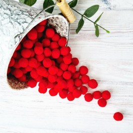 Помпони фетрові червоного кольору 1,5см (10шт.)