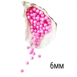 Намистини (перлини) 6мм  рожевого (75шт)