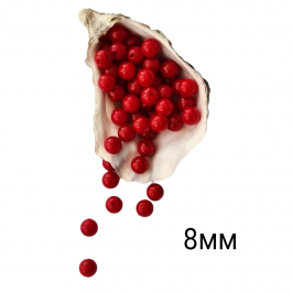 Намистини (перлини) 8мм червоного кольору (50шт)