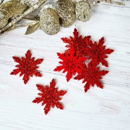 Сніжинки глітерні червоного колору