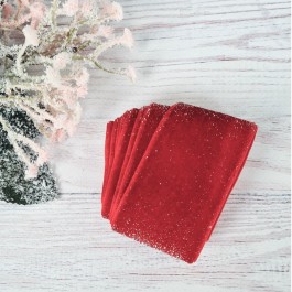 Оксамитова стрічка з блиском 4см червоного кольору