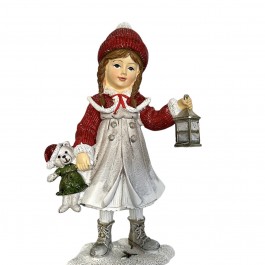 Новорічна фігурка "Дівчинка з ведмедиком", довжина 18,5см