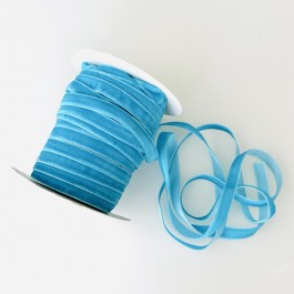 Оксамитова стрічка 1см блакитного кольору