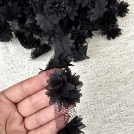 Шифонові квіти "айстра", чорного кольору, діаметр 4см