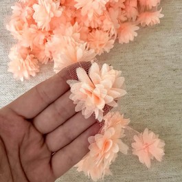 Шифонові квіти "айстра" персикового кольору, діаметром 4см