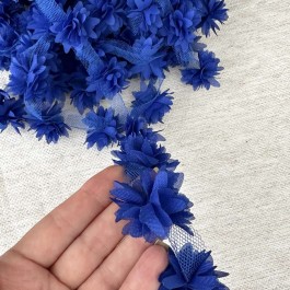 Шифонові квіти "айстра" синього кольору, діаметром 4см