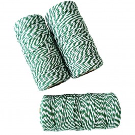 Шнур бавовняний 2 мм, білий з зеленим