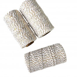 Шнур бавовняний 2 мм, білий з золотом