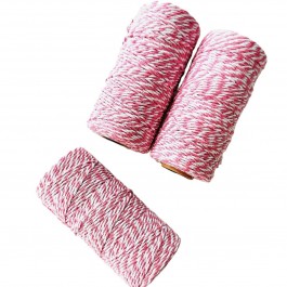 Шнур бавовняний 2 мм, біло рожевого кольору