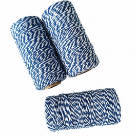 Шнур бавовняний 2 мм, білий з синім