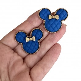 Металева серединка "Мінні Маус", розмір 3,5х3см, колір синій електрик 