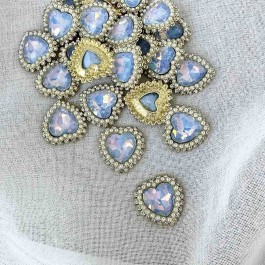 Стразова серединка "Сердечко", розмір 2,3х2,4см, блакитного "хамелеон" кольору