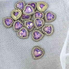 Стразова серединка "Середечко", розмір 2,3х2,4см, лавандового "хамелеон" кольору