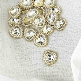 Стразова серединка "Сердечко", розмір 2,3х2,4см, прозорого кольору