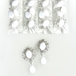 Стразова серединка з підвіскою, металева, білого кольору, 2,5х4,5см