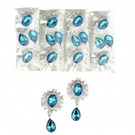 Стразова серединка з підвіскою, металева, блакитного кольору, 2,5х4,5см