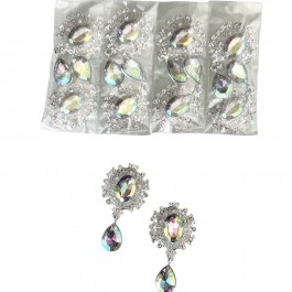 Стразова серединка з підвіскою, металева, прозора "хамелеон", 2,5х4,5см 