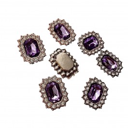 Стразова серединка лавандового кольору в пластиковій оправі 2,3х2см