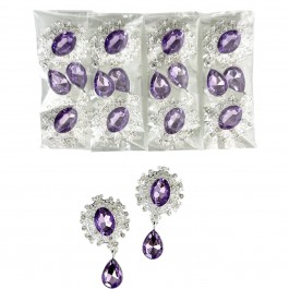 Стразова серединка з підвіскою, металева, лавандового кольору, 2,5х4,5см