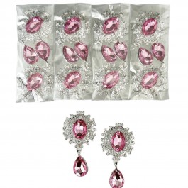 Стразова серединка з підвіскою, металева, ніжно рожевого кольору, 2,5х4,5см