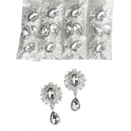 Стразова серединка з підвіскою, металева, прозорого кольору, 2,5х4,5см 