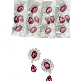 Стразова серединка з підвіскою, металева, рожевого кольору, 2,5х4,5см 