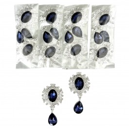 Стразова серединка з підвіскою, металева, сапфірового кольору, 2,5х4,5см